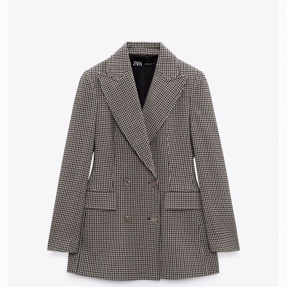 Zara Double Breasted Houndstooth blazer size medium - Picture 1 of 1